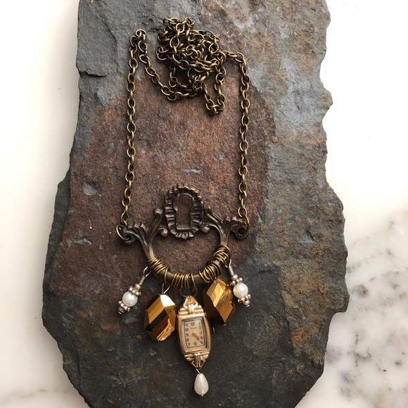 Hand Crafted Antique Watch Necklace - Picture 2 of 5